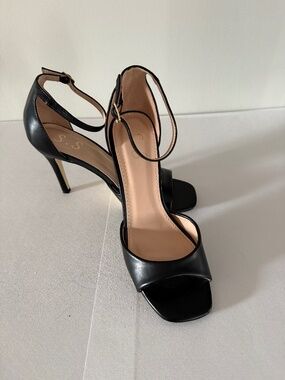Sandals High Heels Black Women's Size 37 Leather